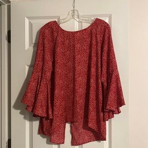 WORN ONCE! Bell-sleeve red blouse. Lauren Conrad. XL.
